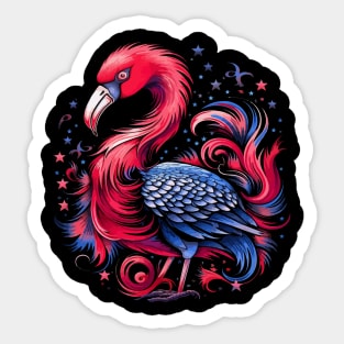 Patriotic Flamingo Sticker